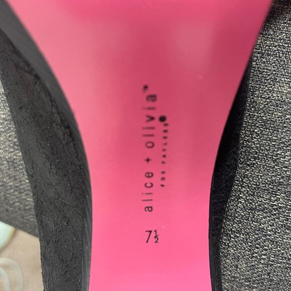 ALICE + OLIVIA BLACK PEEP TOE HEELS SLINGBACK STRAP BLOCK‎ HEEL  SIZE 7.5 - Picture 5 of 7